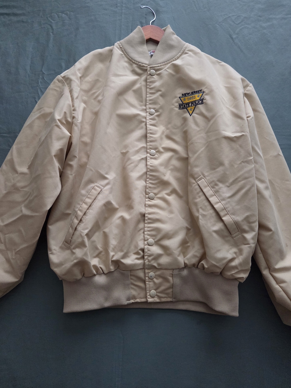 Birdies Beige Bomber Jacket with Embroidered Patch